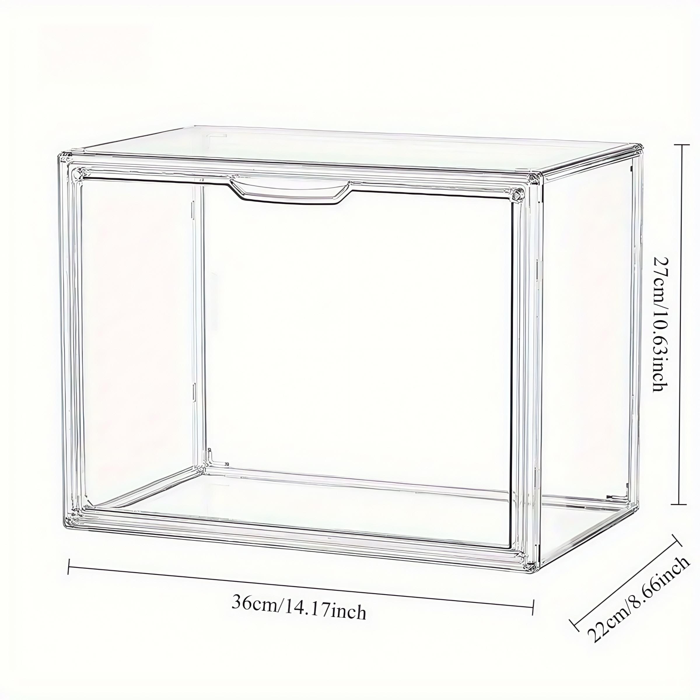 Transparent Stackable Plastic Display Storage Box, Dustproof Acrylic Organizer for Dolls, Books, Shoes, Bags, Skincare (36x27x23 Cm)
