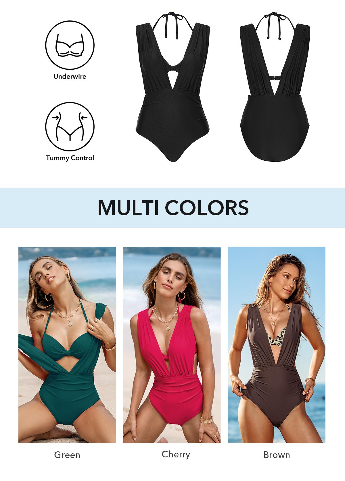 CUPSHE 2026 Deep V Neck One-Piece Swimsuit Set swimwear - Hidden Underwire Support & Tummy Control Sculpting Bathing Suit | Luxury Slimming Beachwear SpringStatementS