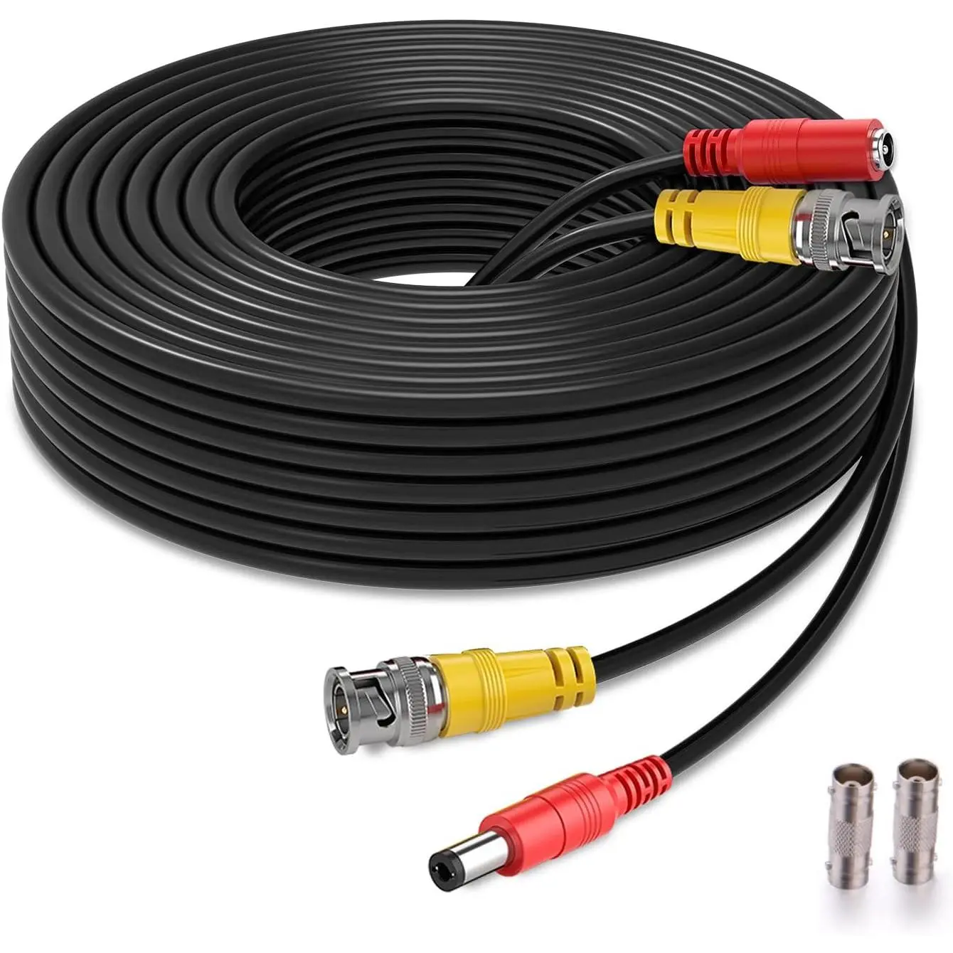 BNC  150ft -in- Siamese BNC Video and Power  Camera Wire, CCTV  with 2 Female Connectors for  Max 5MP  CCTV DVR  System (150ft ,Black)