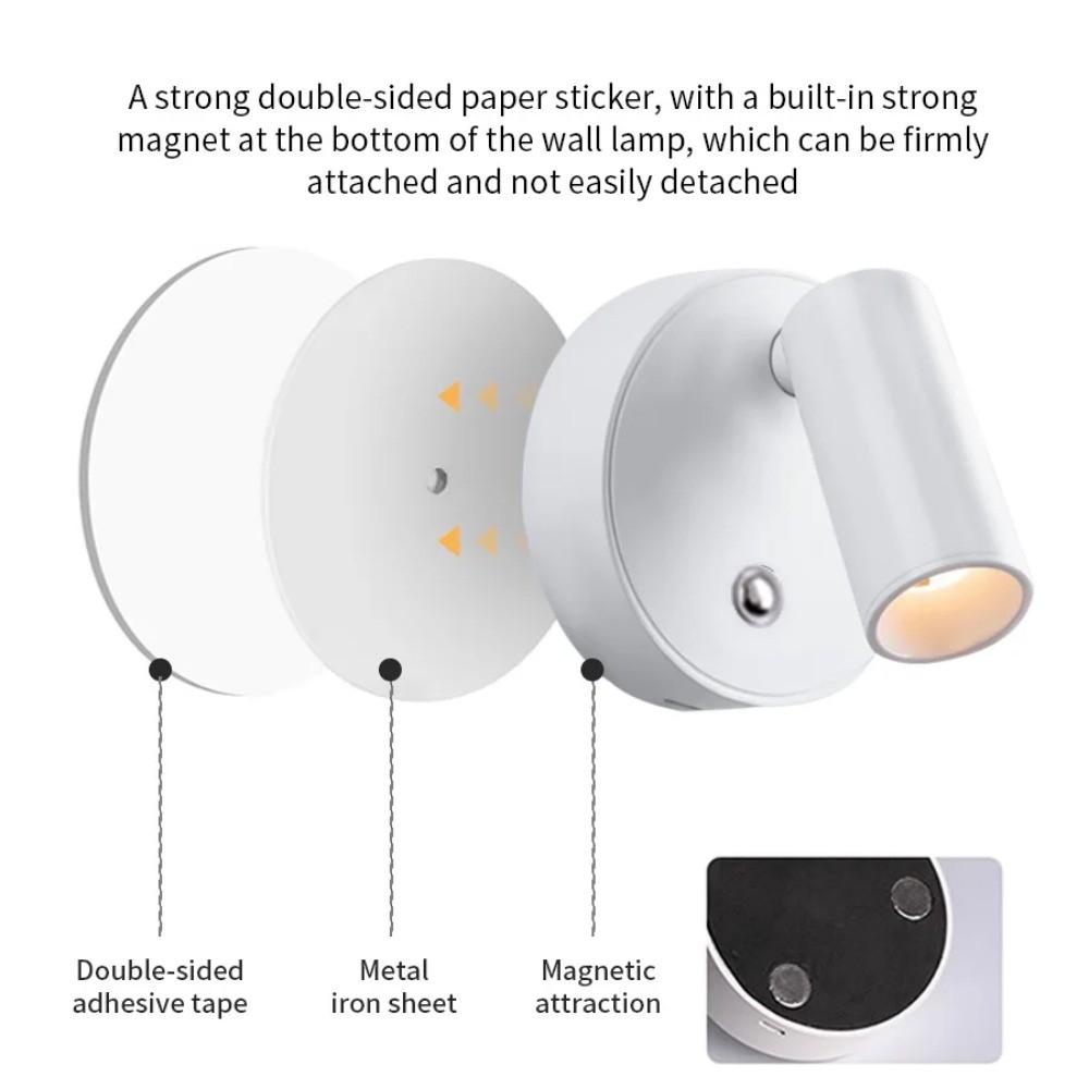 2pcs Wireless USB Rechargeable Wall Light, Magnetic Mount Night Lamp, Touch Control Dimmable Bedside Aisle Reading Light, No Drilling Required Cabinet Lamp, Indoor Lighting