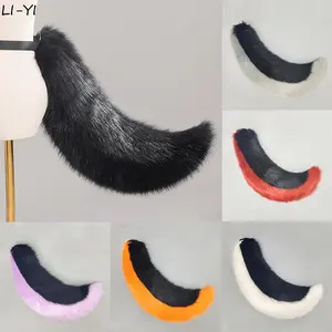 Adjustable Belt Fox Tail Wolf Dog Tail Halloween Party Costume Accessories 70cm Furry Tail Cosplay Dress Up Props Faux Fur Tail