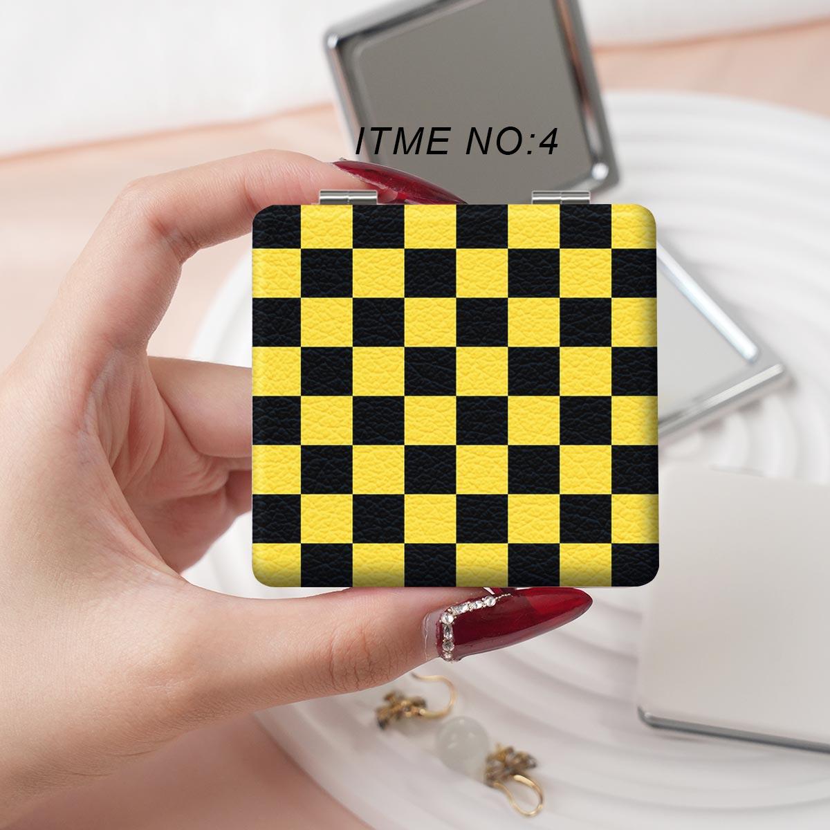 Colorful Plaid Pattern Makeup Mirror, 1 Count Portable Foldable Square Mirror, Mini Handheld Makeup Mirror for Women & Men