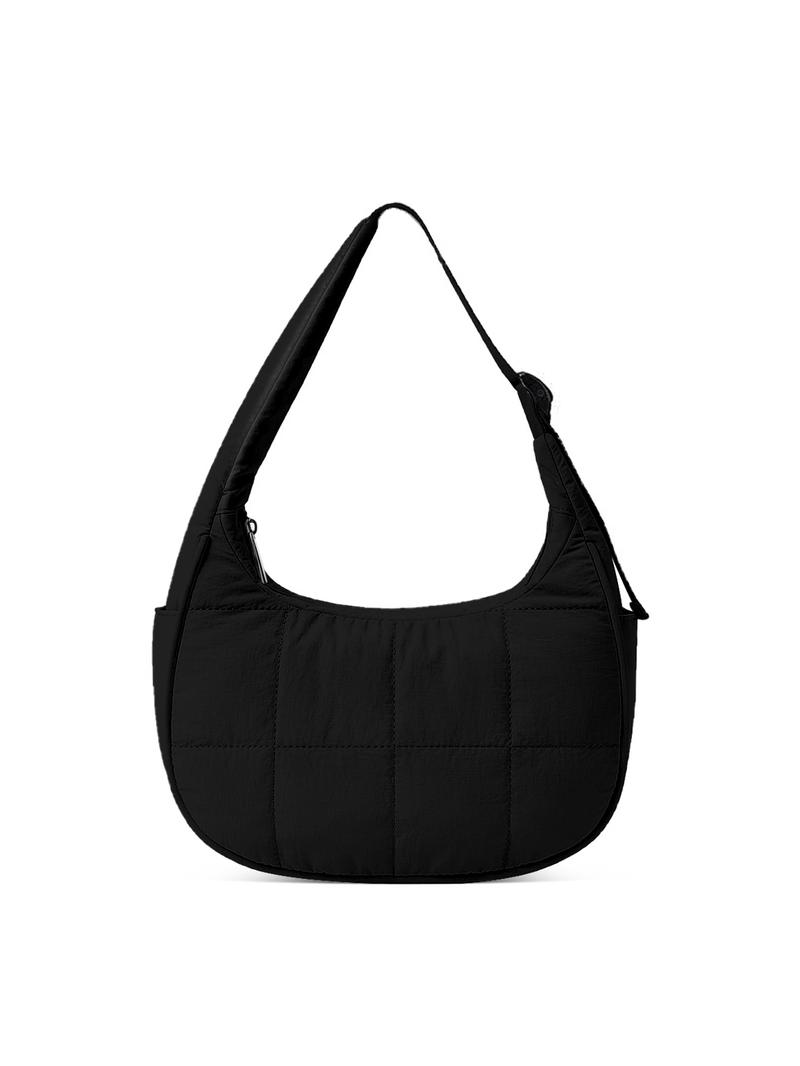 Women's Solid Color Quilted Shoulder Bag, Fashionable Large Capacity Underarm Bag for Daily Used, Casual Trendy Versatile High-quality Daily Commuting Bag