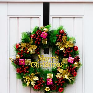 Wreath Hanger for Front Door, Adjustable 15 to 25 Inches Wreath Hangers, 20 lbs Larger Door Upgrade Wreath Hanger, Christmas (Black)