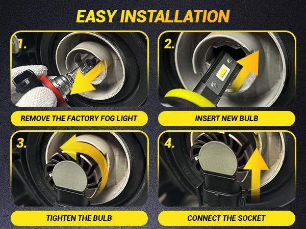 AUXITO H11/H8/H16 LED Fog Light Bulbs or DRL, 6000 Lumens 6500K Cool White Light/3000K Amber Yellow Light, 300% Brightness, CSP LED Chips Fog Lamps Replacement for Cars, Play and Plug (Pack of 2)