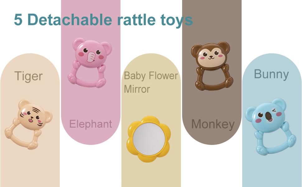 dearlomum Baby Play Mat Baby Gym Piano Tummy Time Activity Mat with 5 Sensory Toys Music Lights for Newborn Boys Girls Blue - Nursery