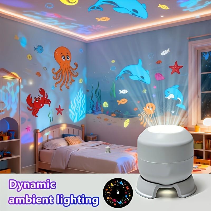 Rotating Projection Lamp, Plug-And-Play No Extra Cables, Stable Base, Cozy Home Decor, Ocean Series, Snowflake Series, Snowman Series