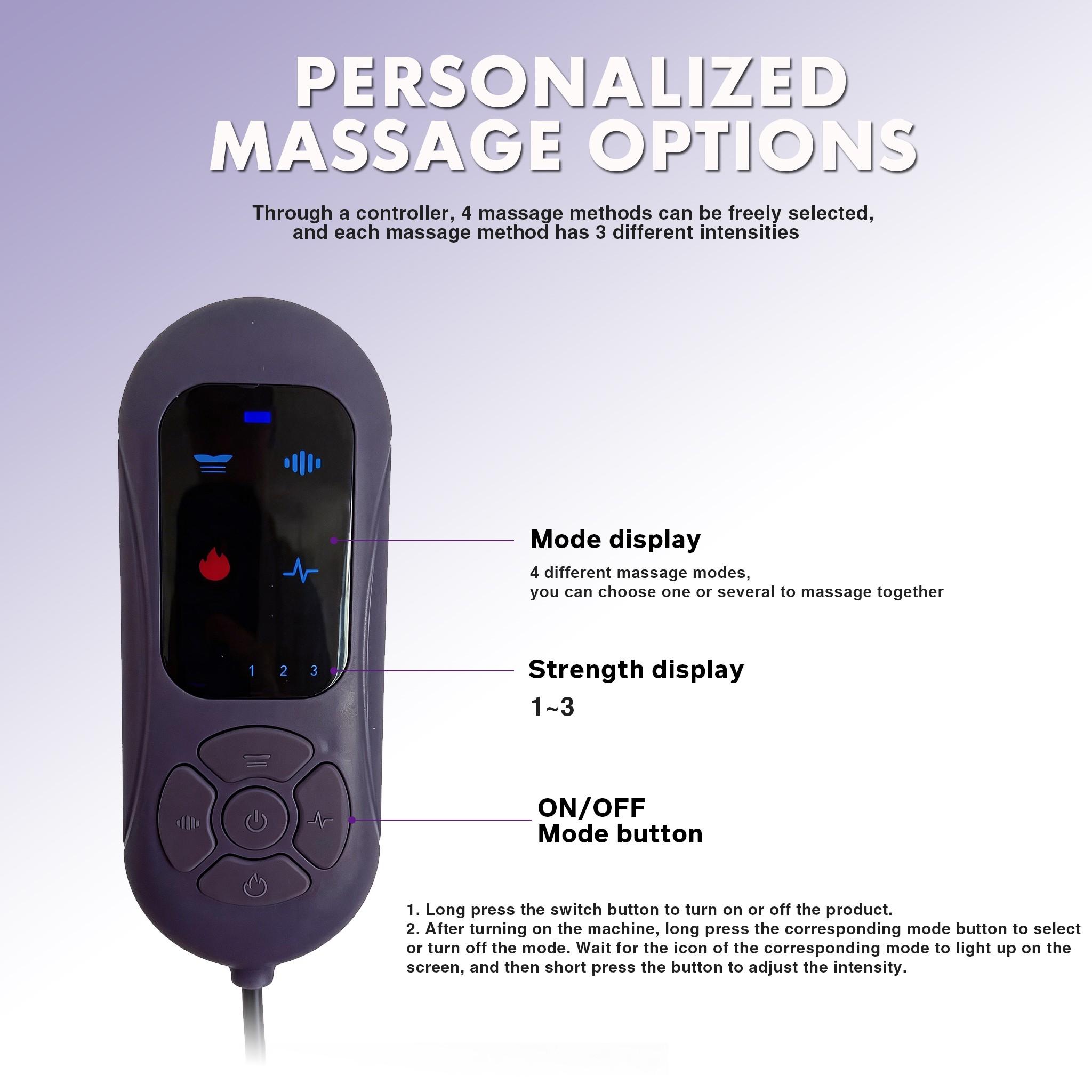Multifunctional Electric Massage Machine for Back & Waist, Cordless Electric Back Massager with Controller, 4 Modes & 3 Levels, Back Massager with Heat for Home & Office