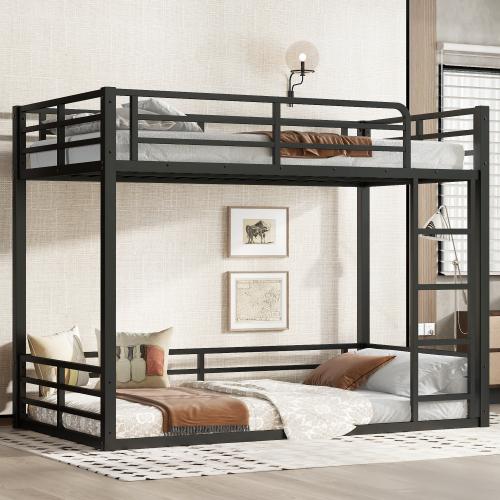 Floor Bunk Bed Frame, Heavy-Duty Bunk Bed for Kids, Teens, Adults, Noise-reduced Design, Black Floor Bunk Bed Frame, Heavy-Duty Bunk Bed for Kids, Teens, Adults, Noise-reduced Design, Black