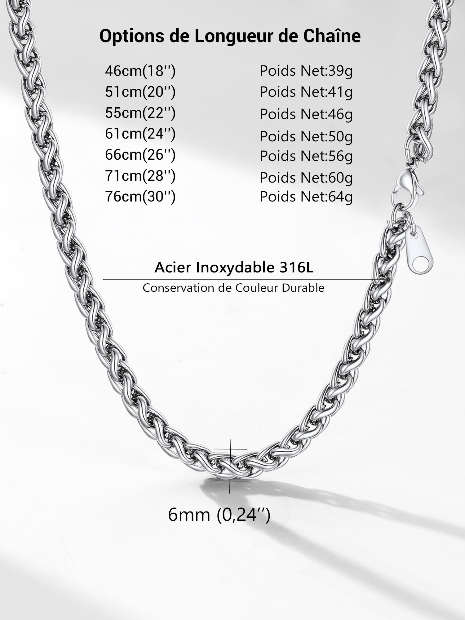 PROSTEEL Wheat Chain Necklace Stainless Steel Width 3mm/6mm Length 18-30 inches Pendant Accessories Unisex For Men Women Black Friday with Gift Box