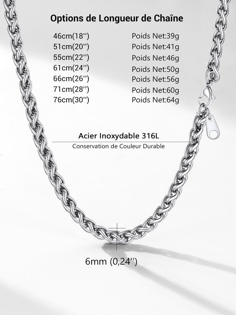 PROSTEEL Wheat Chain Necklace Stainless Steel Width 3mm/6mm Length 18-30 inches Pendant Accessories Unisex For Men Women Black Friday with Gift Box