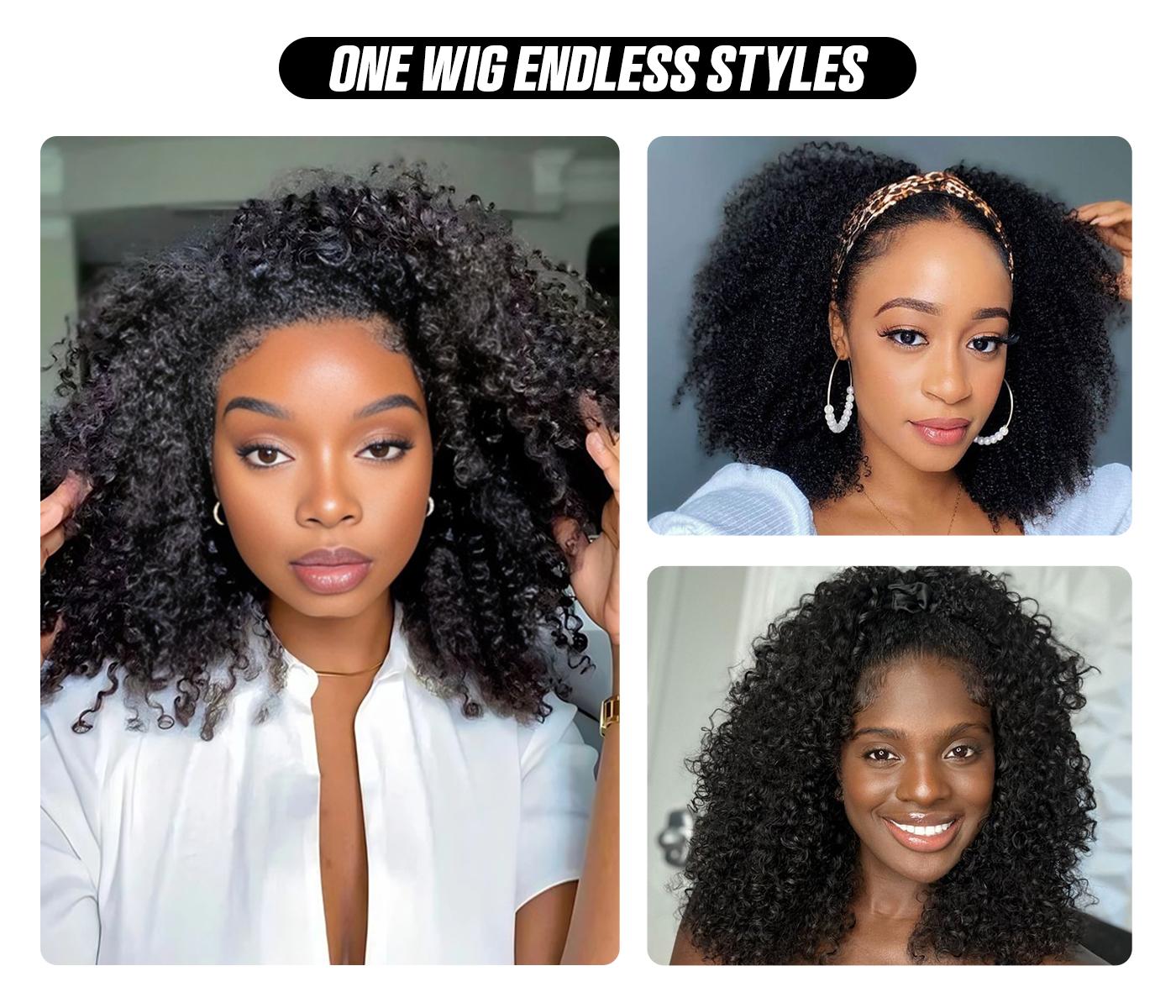 [3 In 1 Half Wig] OQ HAIR Afro Curly Wear Go Half Wig 250% Density Invisible Hairline 3-IN-1 Glueless Human Hair Wigs Seamless Flip Over Wig Beginner Friendly Updo Down Style Comfortable Fit Vacation Hair Wig dealsforyoudays