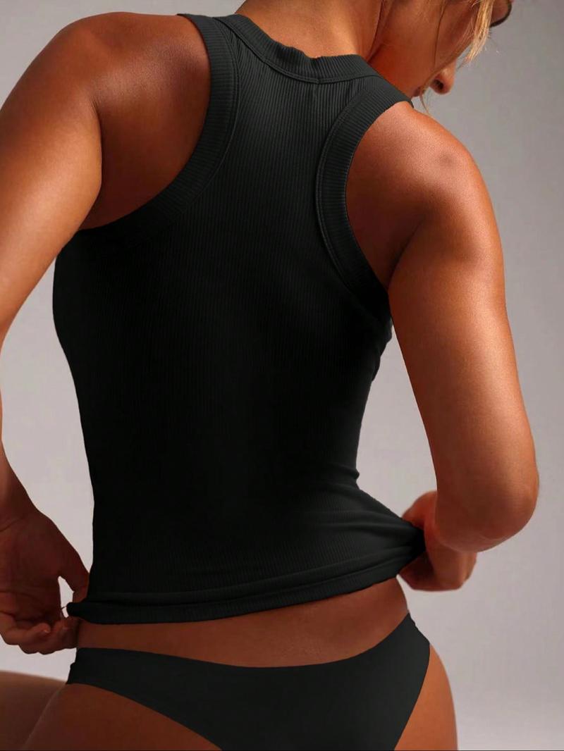 Women's Solid Tank Top, Casual Minimalist Sleeveless Top for Summer, Ladies Clothes for Daily Wear