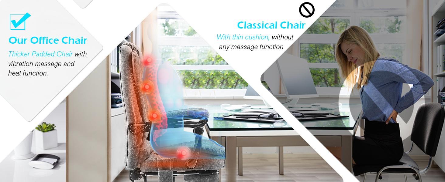 YODOLLA Ergonomic Reclining Office Chair with Massage and Heat Function,Executive Home Desk Chair w/Retractable Footrest, （PU Leather or Linen）