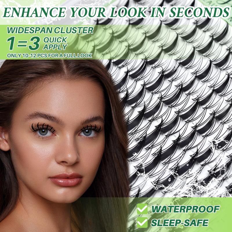 Curl Wispy Individual False Eyelash with Tools Kit, Cosmetic Eyelash Extension, 1 Set Natural Look Eyelash Extensions, Self Grafting Curl Eyelashes, Wispy Eyelash Clusters, Eye Makeup Accessories