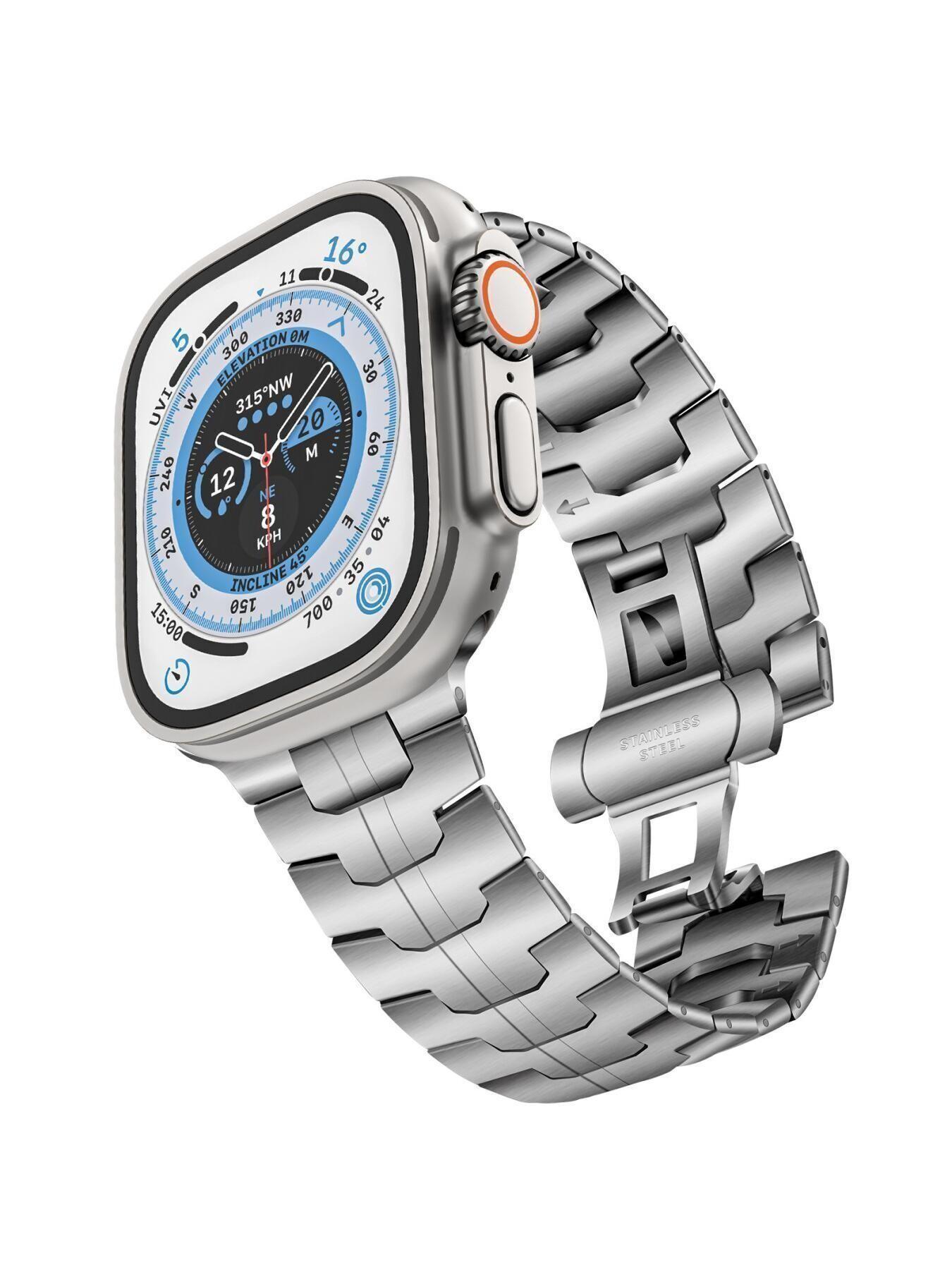 Iron Man Stainless Steel Butterfly Buckle Watch Strap for Apple Watch Series 1-11 and Ultra 2