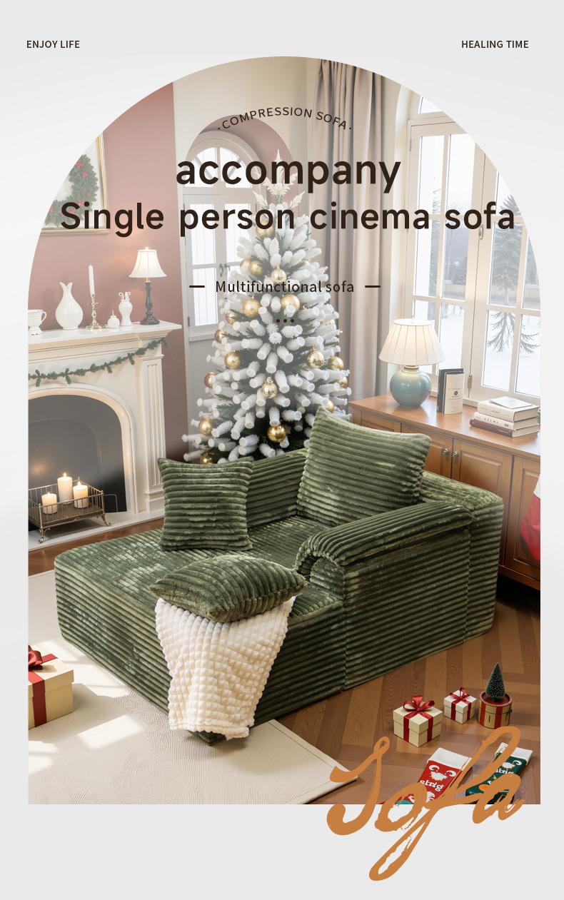 Oversized Lounge Chair, Boneless Chaise Lounge Living Room Corduroy sofa,Upholstered Fluffy cloud sofa bed with Throw Pillows, No Assembly Required, Indoor Sleeper Chair