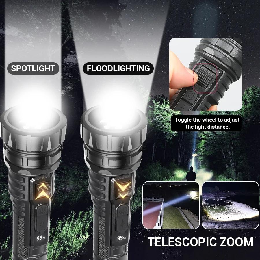 1PC Rechargeable Flashlights High Lumens, Super Bright LED Tactical Flashlight with 6 Modes, Waterproof Zoomable Flash Light for Outdoor,Emergency, Gifts for Men,  Hunting Camping Essentials Gear