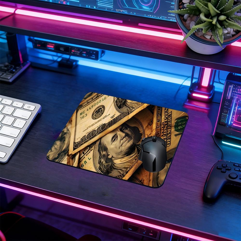 Vintage Cash Banknote Large Extended Gaming Mouse Pad, Non-Slip Rubber Base Stitched Lock Edge Desk Mat, Money Themed Artistic Design Desk Pad, Durable Computer Accessory for Home Office & Gaming Setup, Perfect Gift for Finance Fans & Gamers