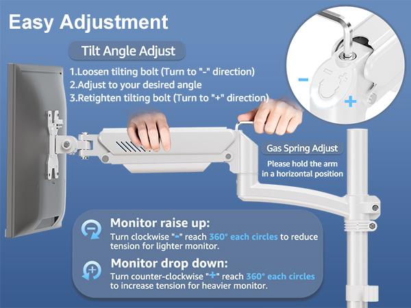 MOUNTUP Single Monitor Arm Holds 4.4-22lbs, Monitor Stand for Desk, Height Adjustable Monitors Mount for 32 27 24 22inch, Full-Motion Monitors Desk Mount with C-Clamp＆Grommet Base, MU6015W