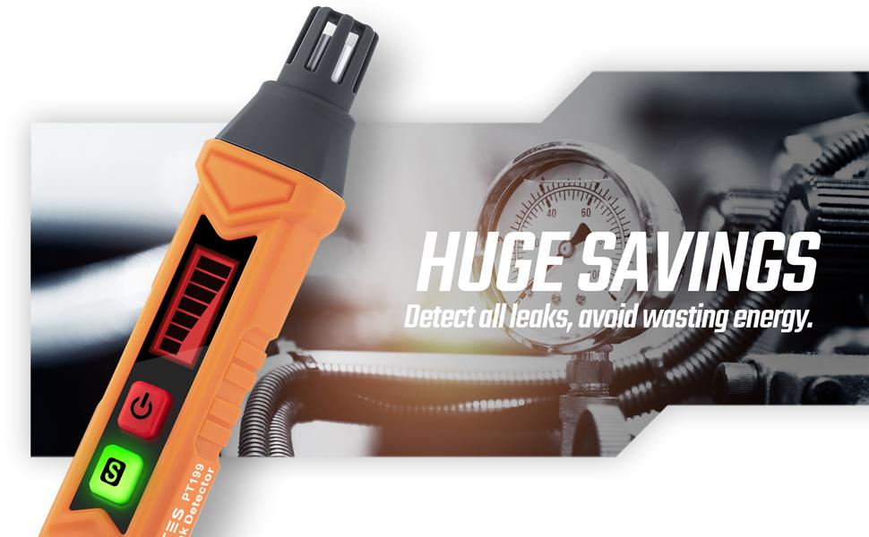 TopTes PT199 Leak Detector - Portable Natural Combustible Gas Leak Source Detection Tool for Home Improvement with Audible & Visual Alarm Device Sniffer Lpg Methane Safety Diy Tools （Battery x2）