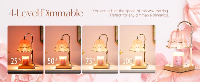Flower Candle Warmer Lamp with Timer : With 2 Bulbs, Table Lamp Height Adjustable, Home Bedroom Decor, House Warming Gift, Birthday Gift, Gift for Women, Mother's Day Gifts Decoration Items Ornaments, Valentine's Day gift
