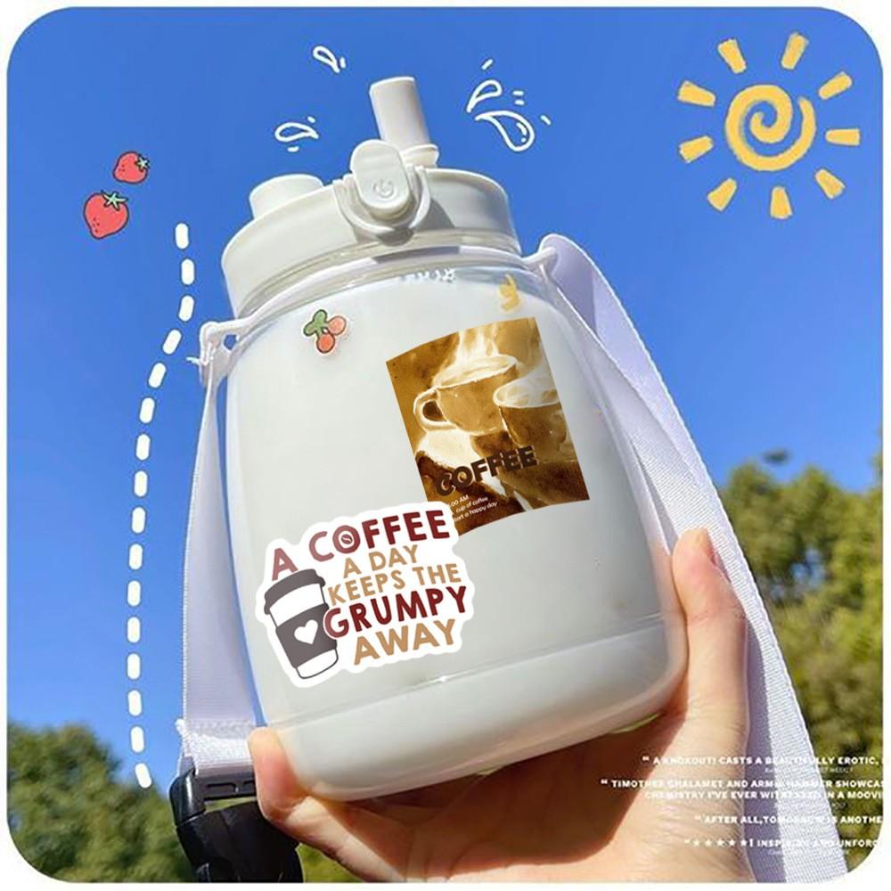 50pcs Summer Coffee Retro Stickers, Vintage Design for Coffee Cups & Notebooks, Relaxing Coffee Break Essentials, Summer Vibes, Hot Selling Coffee Lovers Accessories