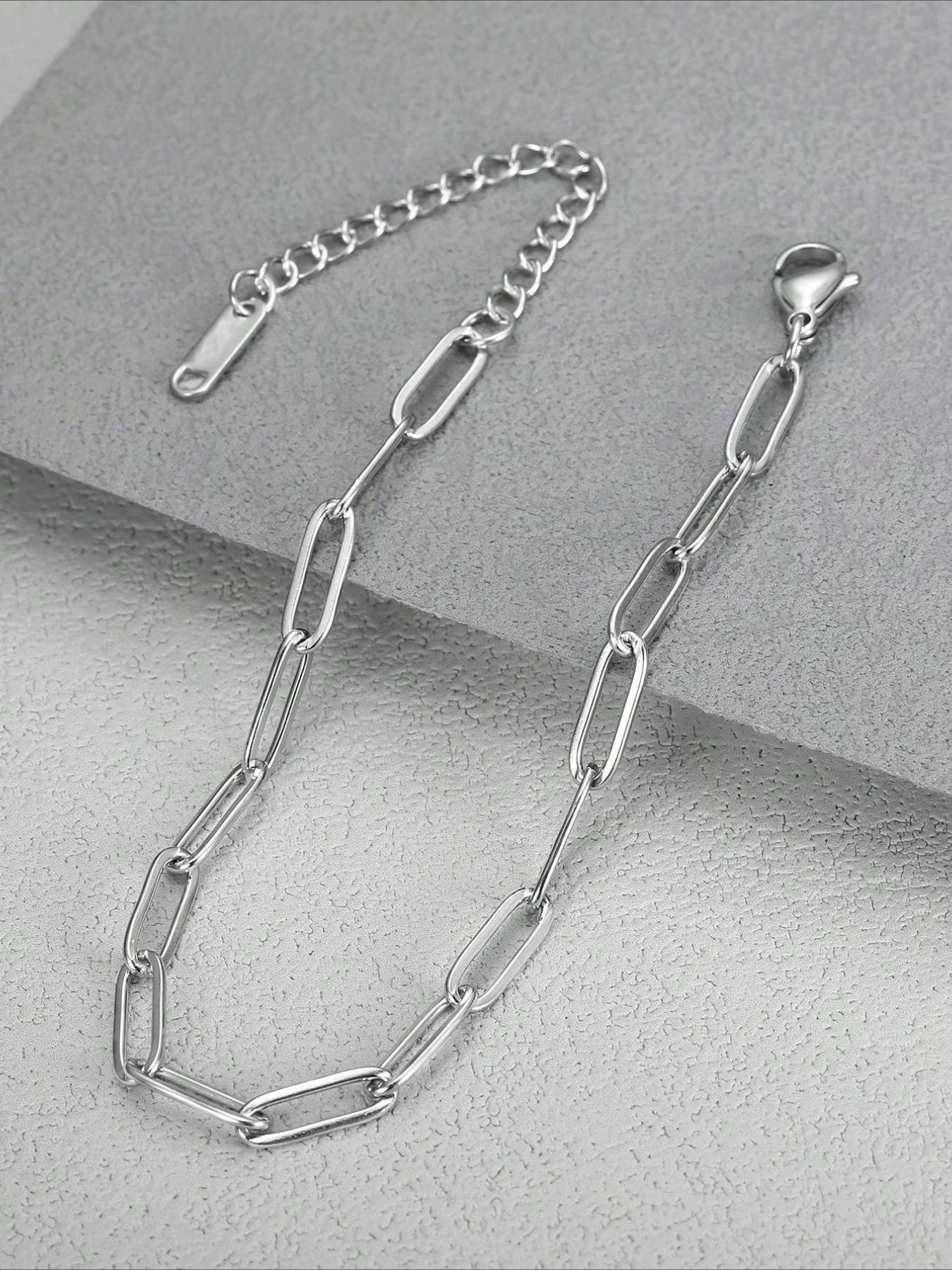 Light Luxury Non-Fading Stainless Steel Bracelet, Classic Paperclip Design, Versatile and Style-Neutral, Elevates Outfit Refinement