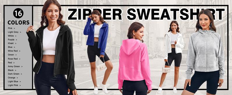 Fisoew Womens Zip Up Sweatshirts Fleece Lined Collar Crop Hoodie Casual Cotton Long Sleeve Tops with Thumb Hole poncho winter clothes women FallFreshness Fit Grey fur coats for women leather jacket women jacket for women puffer jacket puffer jacket women