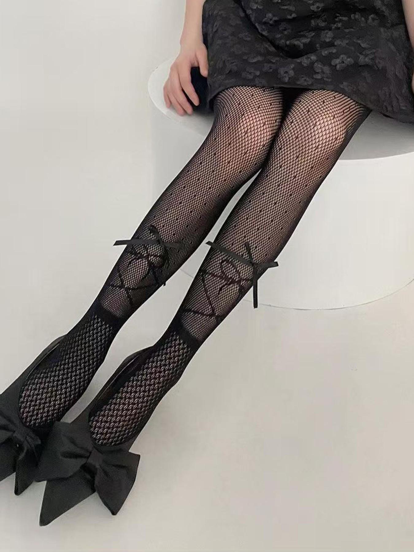 Floral Rhombus Fishnet Leggings, Y2K High Stretch Thin Stockings, Sweet Cool Girl Versatile Stockings, / Optional
