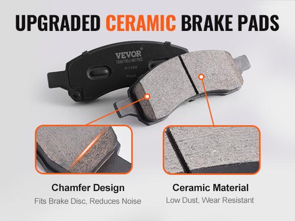 VEVOR Front Brake Kit Compatible with 2007-2017 Chevy Traverse, Buick Enclave, GMC Acadia, Saturn Outlook, Drilled and Slotted Brake Rotors Ceramic Brake Pads Replacement Kit, 12.8 Front Rotors