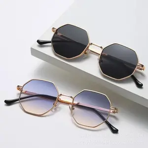 Unisex Retro Metal Polygon Sunglasses, Stylish Glasses, Polarized Lenses, Full-Rim Vintage UV Protection Eyewear, Lightweight Classic Geometric Frame for Daily Wear & Driving