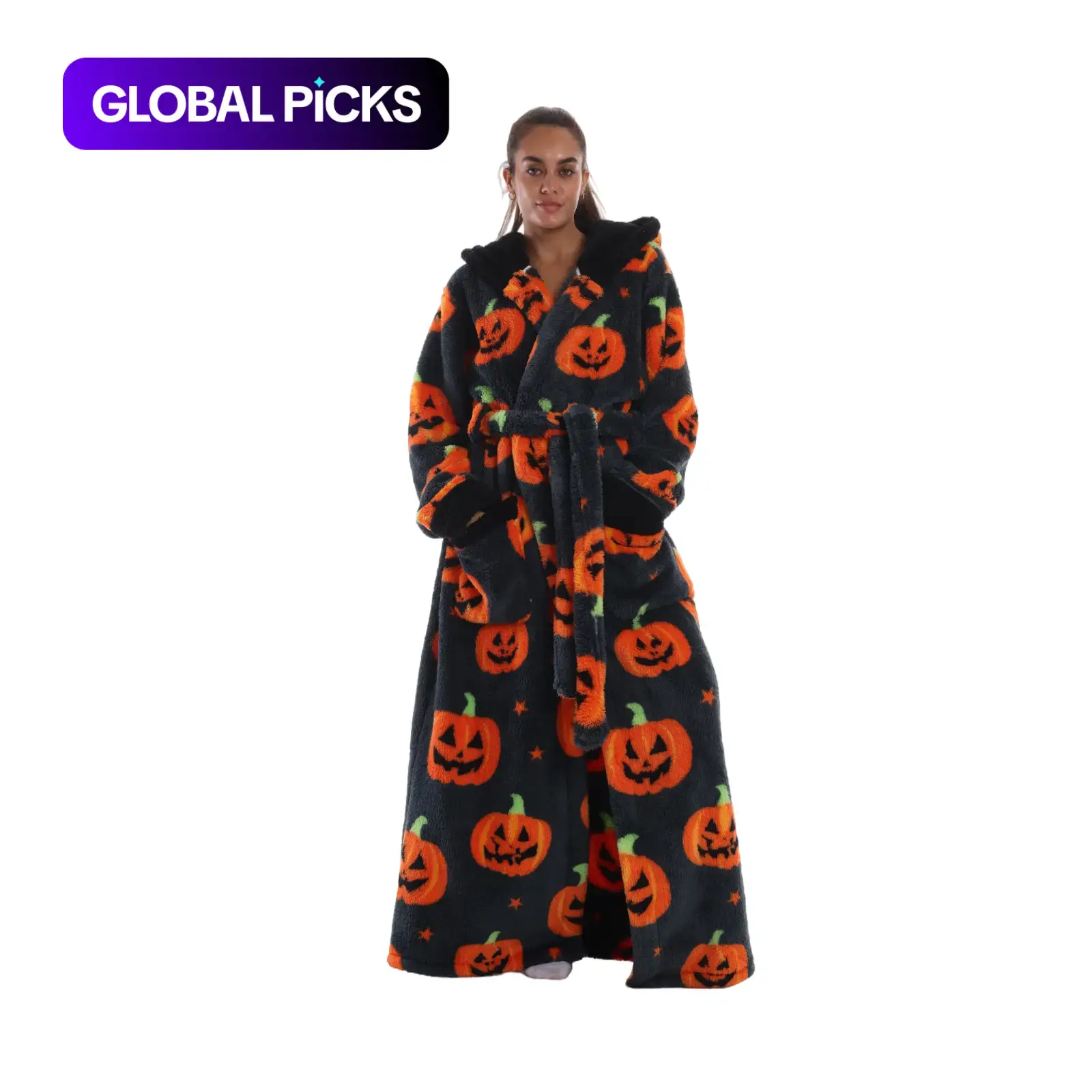 Cute Animal Print Wearable Blanket Robe, Loose Casual Fluffy Robe, Soft Plush Fabric Coat for Adults, Unisex Warm Bathrobe Sleepwear with Pockets, Hand Washed Home & Outdoor Use, Loungewear, Womenswear, Halloween