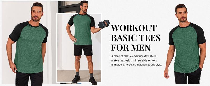 Runcati Mens Casual Slim Fit T Shirts Raglan Short Sleeve Crewneck Baseball Tees Color Block Workout Fashion Shirt