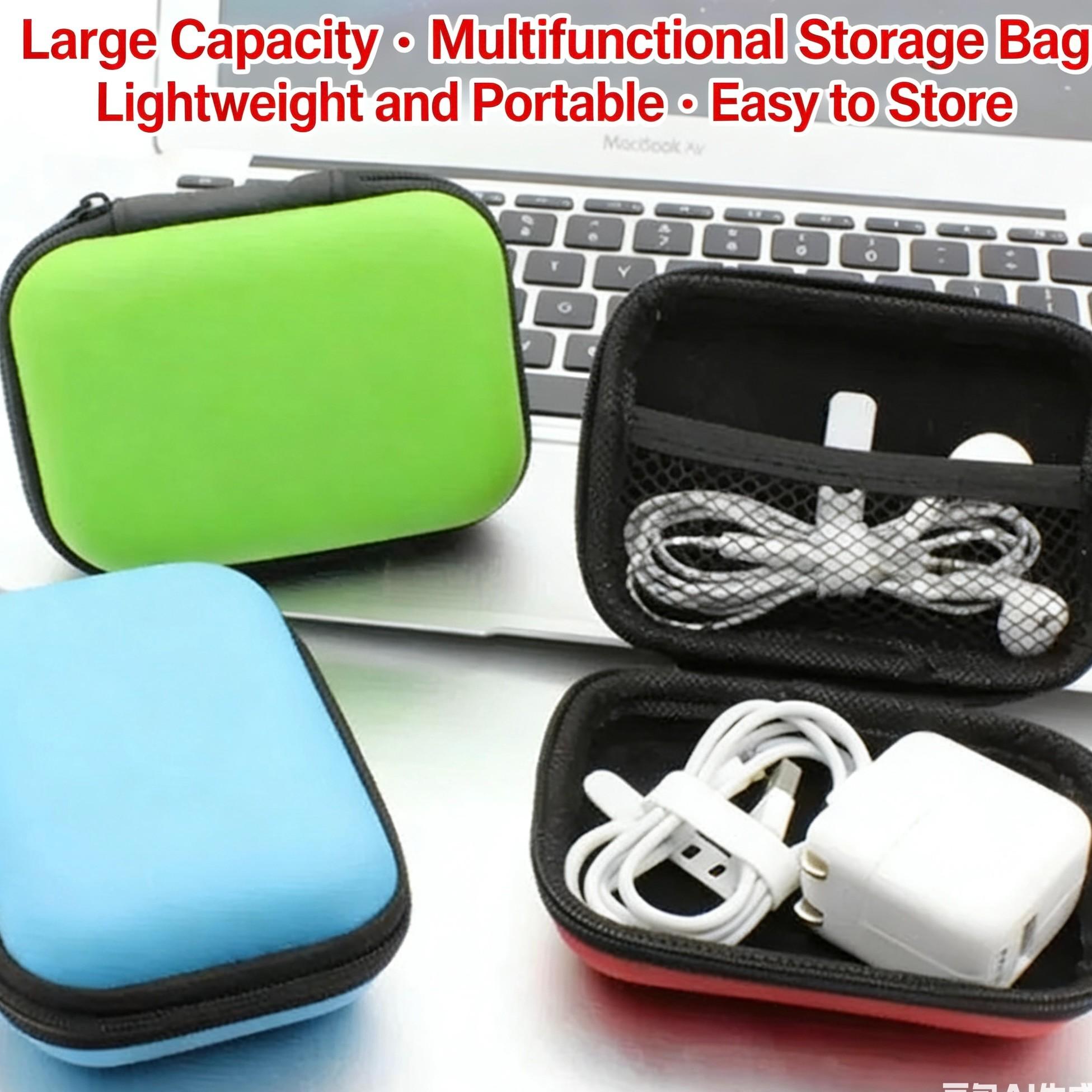Bluetooth-compatible Wired Earphone Box, Universal Earphone Case, Shockproof Wallet, Includes Charger and Data Cable, Ready Stock