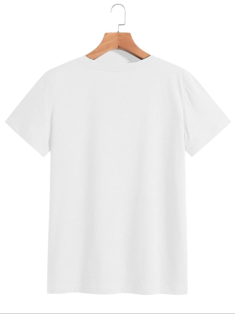 Women's Sunflower Print Round Neck Tee, Summer Clothes Women, Casual Short Sleeve Crew Neck T-shirt for Summer, Summer Outfits 2024, Graphic Tees, T Shirts for Women, Women's Top for Daily Wear