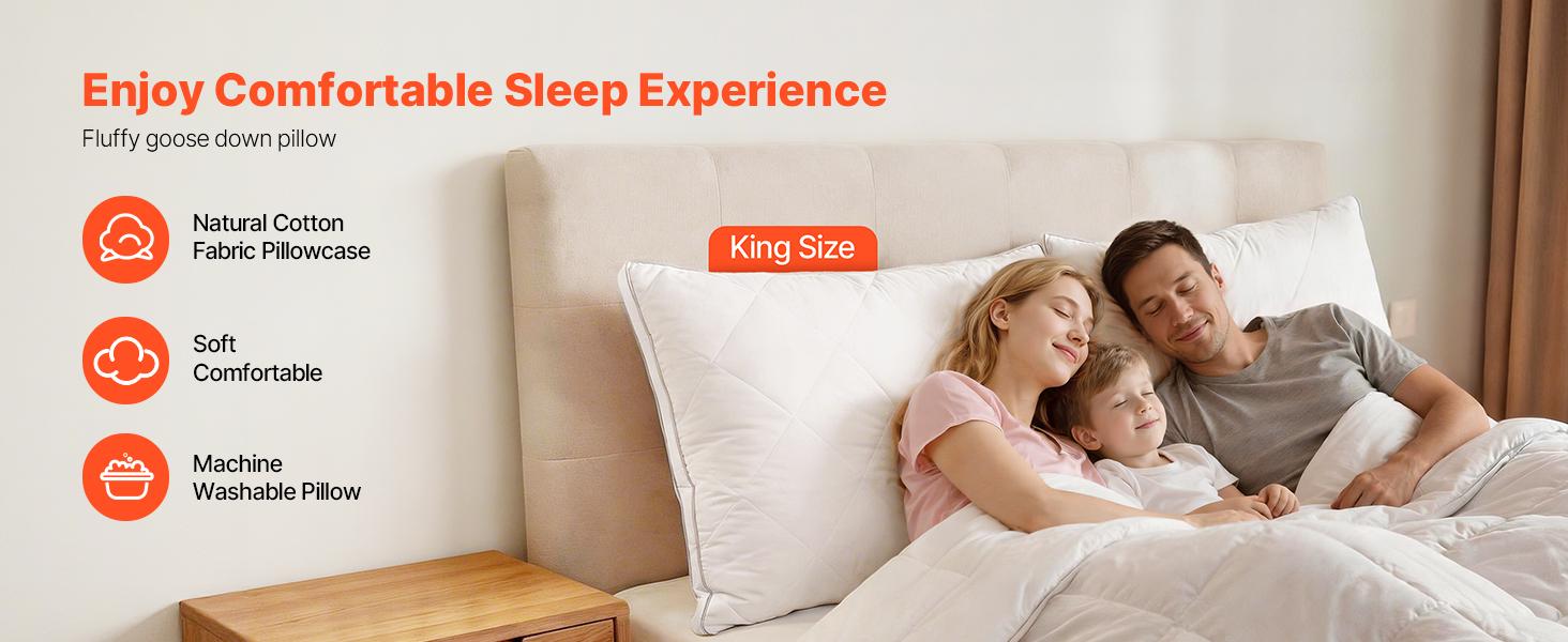 Bed Pillows for Sleeping, Set of 2, King Size Luxury Quality Hotel Pillows with Original Down Alternative Filling, Supportive and Fluffy, Bedding for Back, Stomach and Side Sleepers, White