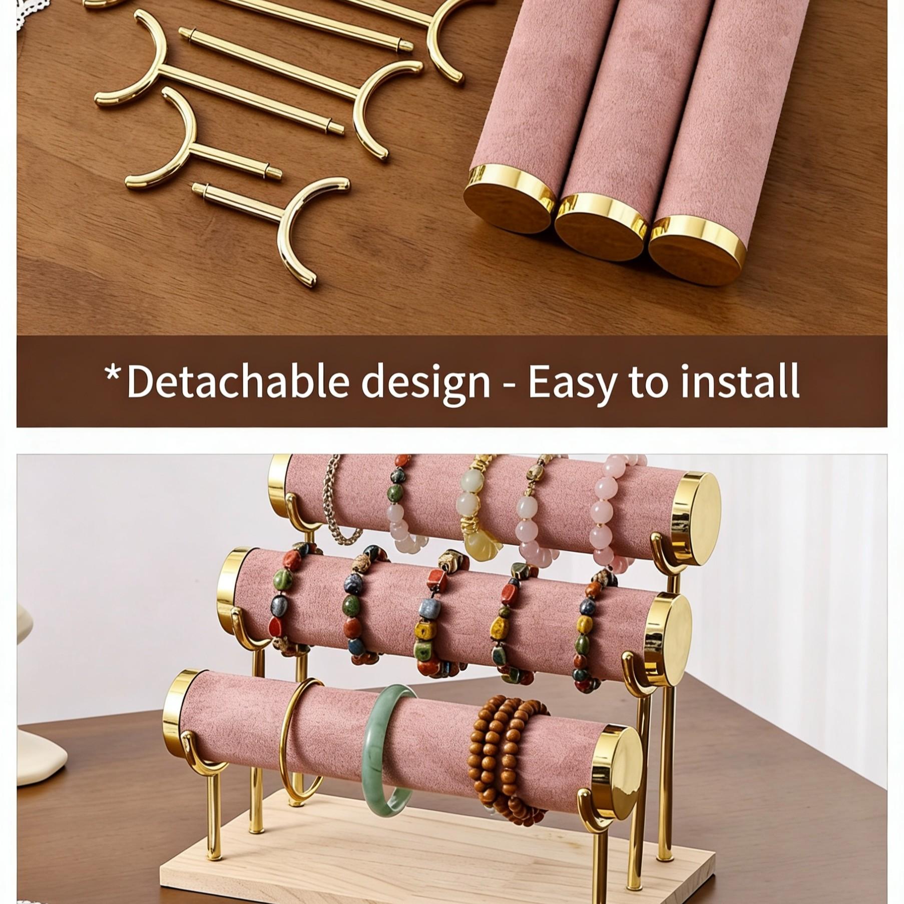 High-End Bracelet Jewelry Storage Rack, 1/2/3 Layer Display Stand, Portable Solid Wood, Suitable for Living Room, Desk, Shop