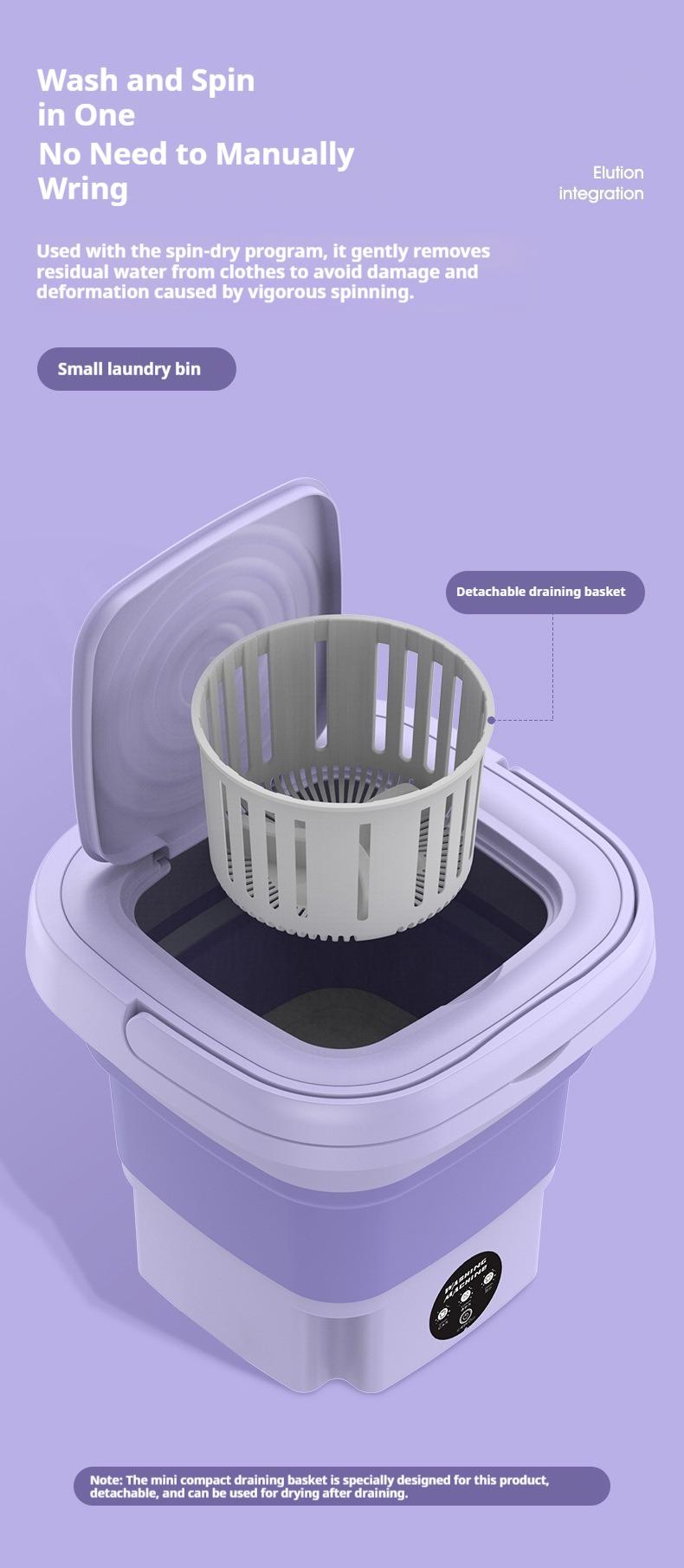 Portable Washing Machine, 8L Foldable Mini Washing Machine Bucket Washer with Water Tube Deep Wash and Spin Dry Washer for Dorm, Camping, RV Travel Laundry Portable Washing Machine, 8L Foldable Mini Washing Machine Bucket Washer with Water Tube Deep Wash and Spin Dry Washer for Dorm, Camping, RV Travel Laundry