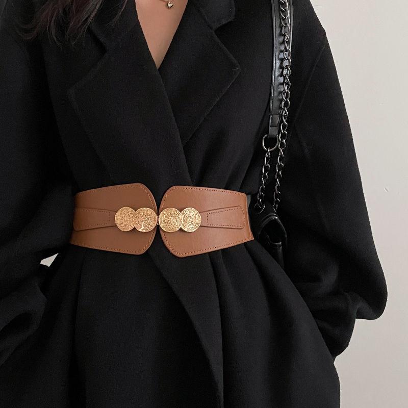 Women Dress Waist Belt Stretchy Elastic Vintage Belts For Dress Metal Buckle Apparel Accessories