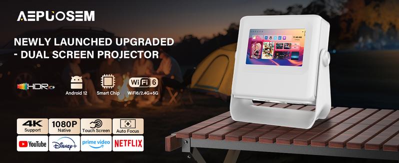 Aepuosem A10pro Touch Screen Projector 7-inch 1080P Native 4K Auto Focus Dolby Sound Wi-Fi 6 Bluetooth 180° Rotation for Games Movies Gifts Audio Connection Lcd Aepuosem A10pro Touch Screen Projector 7-inch 1080P Native 4K Auto Focus Dolby Sound Wi-Fi 6 Bluetooth 180° Rotation for Games Movies Gifts Audio Connection Lcd