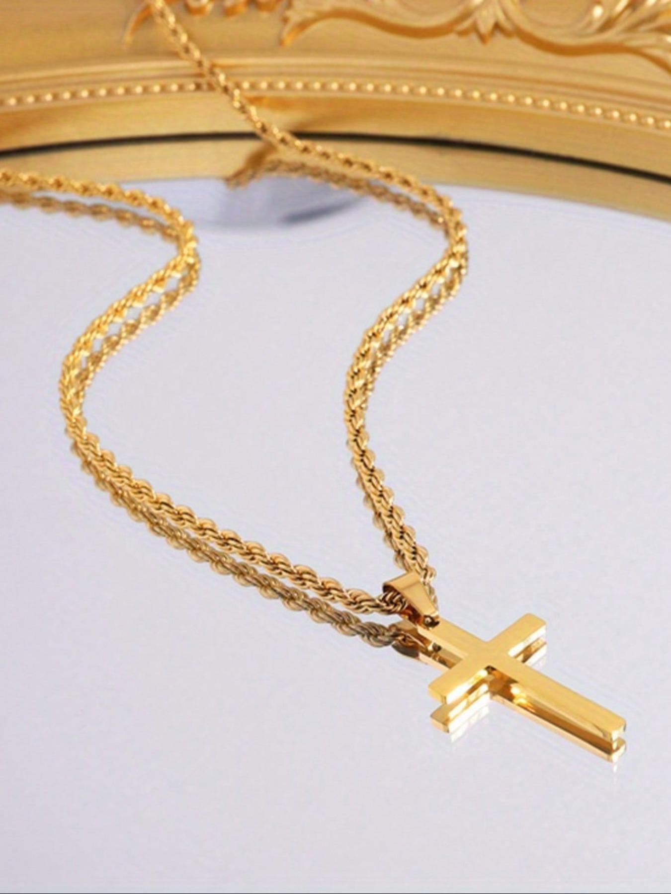 Classic Retro Design Cross Chain Design Stainless Steel Cross Pendant Necklace, Fashion Jewelry for Party, Daily Clothing Decor, Trendy All-match & Exquisite Jewelry for Birthday Gift