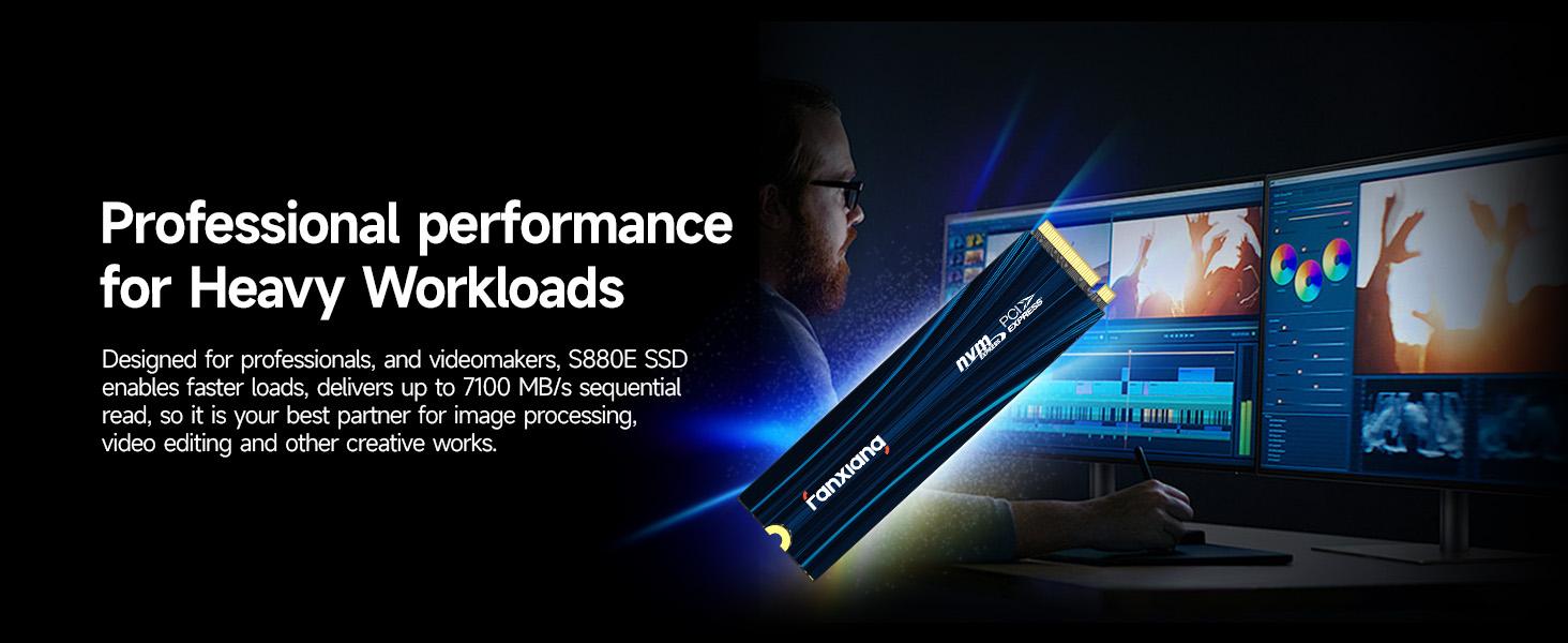 FANXIANG S880E/S880ER 4TB SSD M.2 NVMe PCIe Gen4 Gaming SSD M.2 2280, Up to 7100MB/s Compatible with PS5, Internal Solid State Drive for Gamers, Professionals, Creators