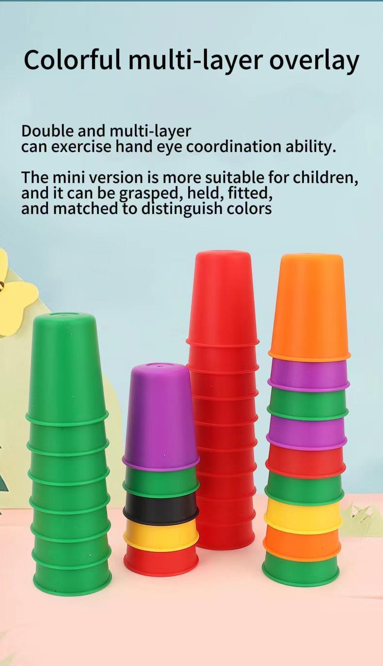 Montessori Plastic 10 Stacked Cups Game (Cup*10) - Unisex Non-Toxic Safe Washable Stress Relief Toy for Kids >3 Years Old, with Paper Game System & Cards, Aiding Intellectual Enlightenment, Color Recognition, Logic Training Montessori Plastic 10 Stacked Cups Game (Cup*10) - Unisex Non-Toxic Safe Washable Stress Relief Toy for Kids >3 Years Old, with Paper Game System & Cards, Aiding Intellectual Enlightenment, Color Recognition, Logic Training