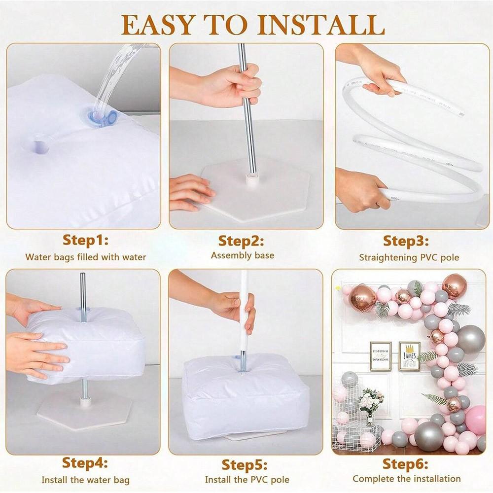 2.5m/1.5m Balloon Arch Kit, Freeform Bendable Balloon Column Stand, Half-Arch Balloon Frame with Base, Wedding Graduation Birthday Decor ( & Gold)