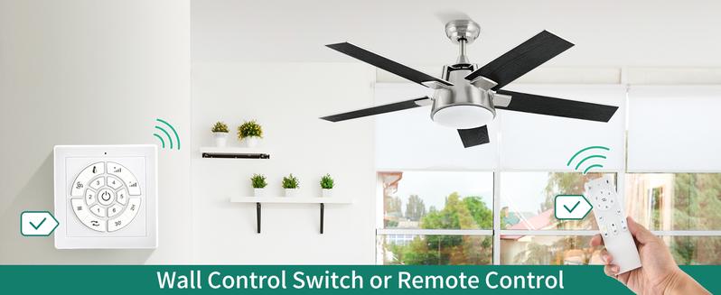 Yitahome 52'' Ceiling Fan with Light and Wall Switch Remote, Dimmable LED 3-Color Chandelier Lamp with Quiet Reversible Motor, for Bedroom, Living Room, Indoor, Outdoor