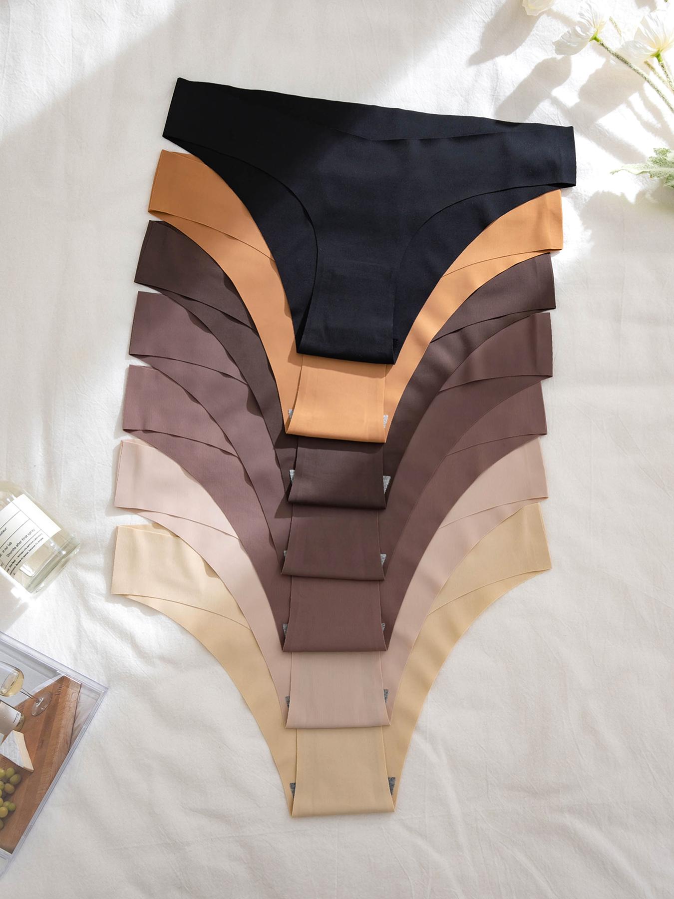 Women's  Solid Color Drop Waist Panty, Casual Comfy Seamless Knicker for Daily Wear, Ladies Underwear for All Seasons