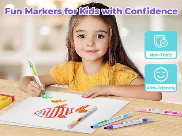 JoyCat 10 Color Changing Highlighter Pens, Dual Tip Magic Markers, Assorted Fluorescent Colors for Art Journaling, Note Taking, School Office Supplies