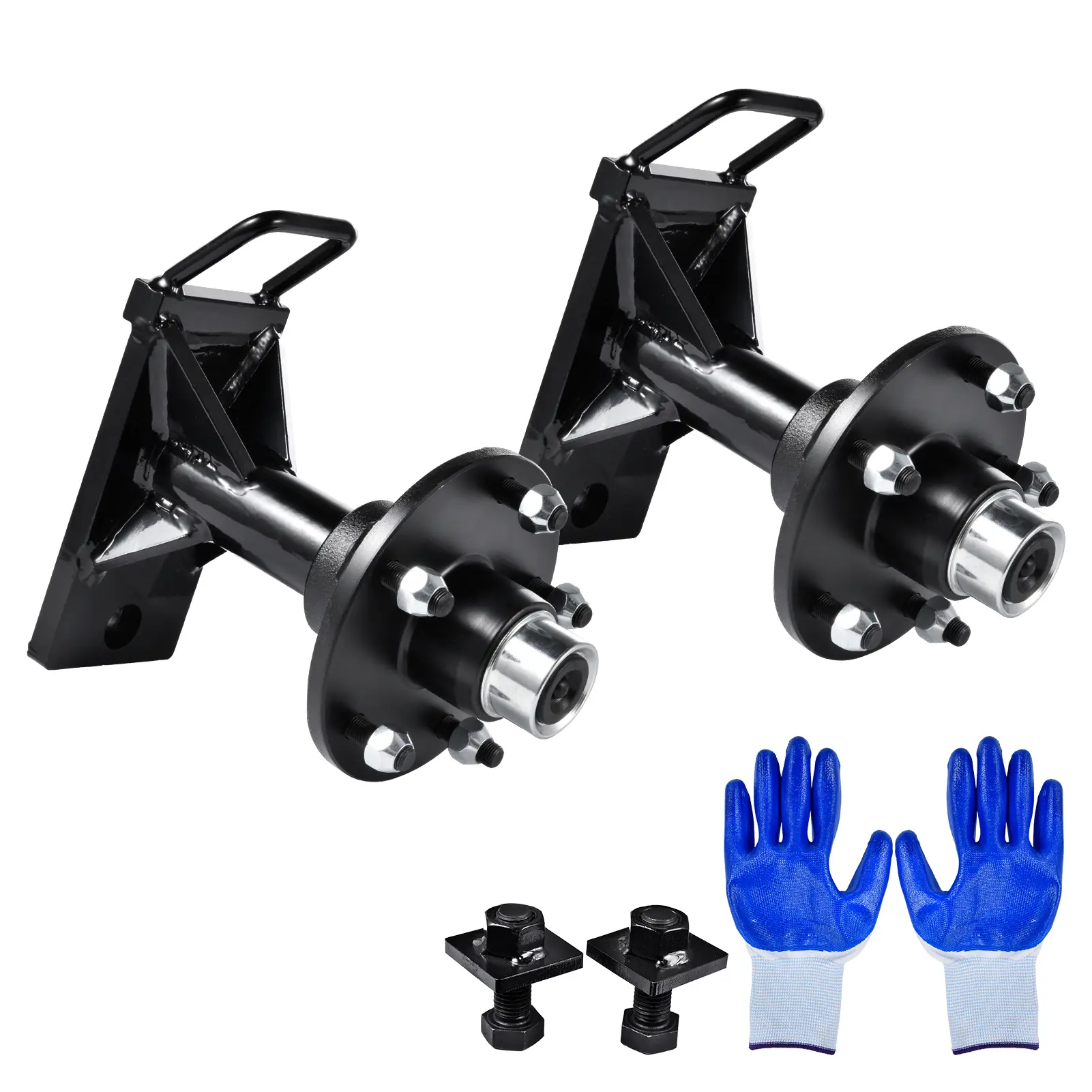 2pcs Heavy Duty Industrial Hardware Round Shipping Container Wheels Kit - Preassembled 1045 Cold Rolled Steel Parts, Fits 20/40ft Containers, 30x17x28cm, 5.5" Lug Circle, Easy Mounting, Smooth Movement
