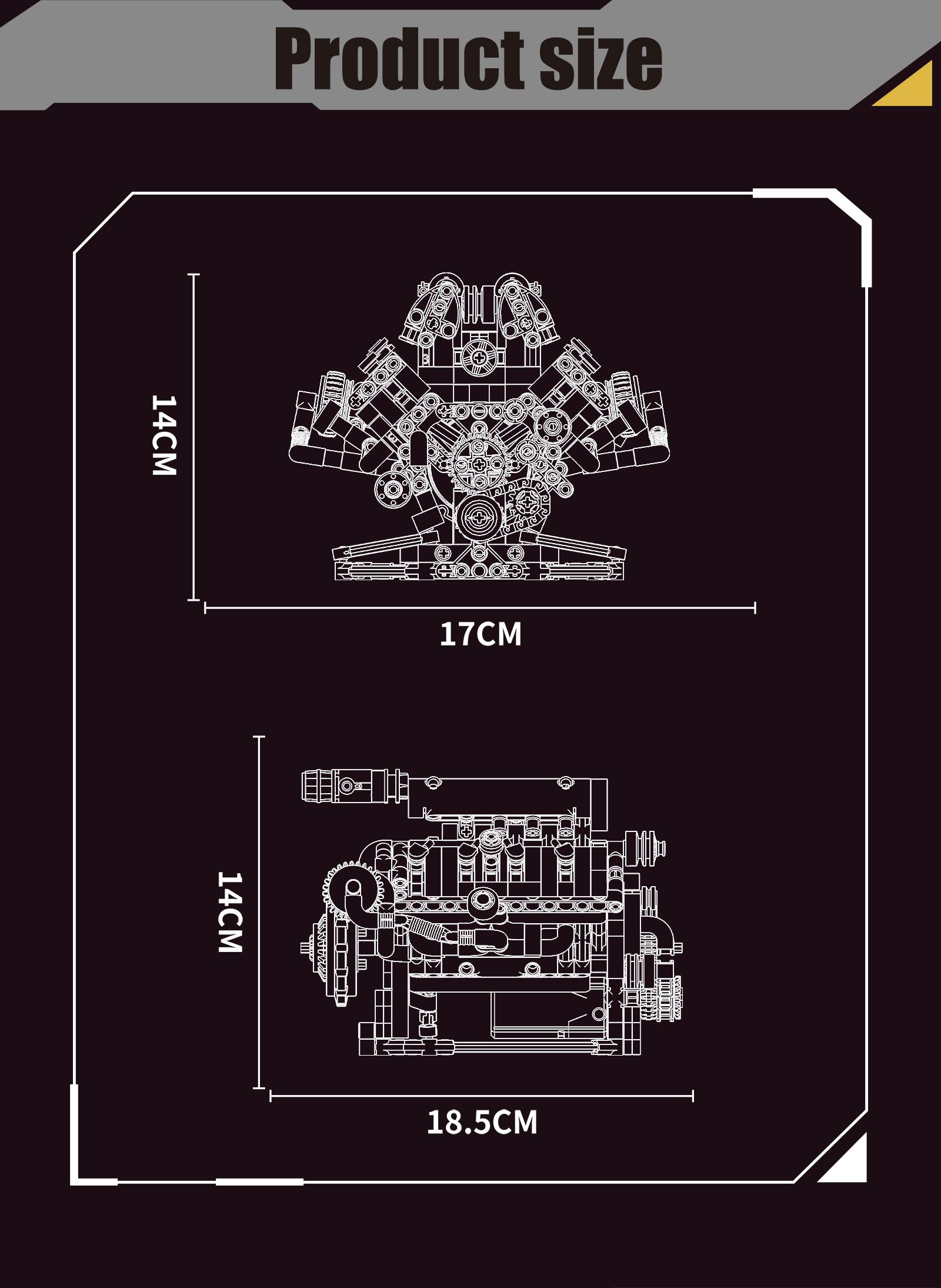 V8 Engine Building Kit 660+ Pieces, Dynamic Transmission Model with Visible Gears, Stem Educational Toy for Kids, Perfect Gift for Car Enthusiasts